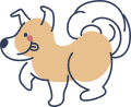 Cute dog wagging its tail illustration